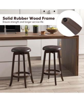 29" Counter Height Stools Set of 2 with 360° Swivel Round Seat & Footrest