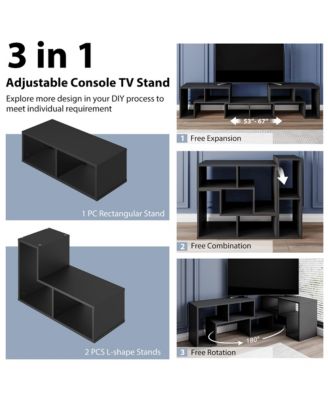 3 Pieces TV Console Stand Modern Entertainment Center Storage Bookcase