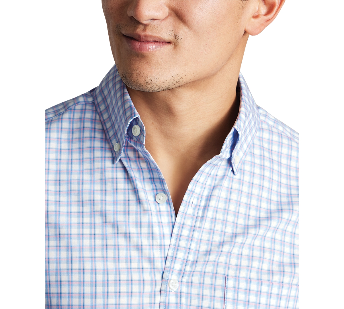 CHARLES TYRWHITT MEN'S SLIM FIT LONG SLEEVE CHECK BUTTON-DOWN SHIRT 