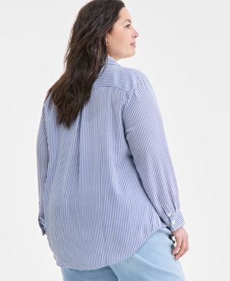 Trendy Plus Size Button-Front Crepe Shirt, Created for Macy's