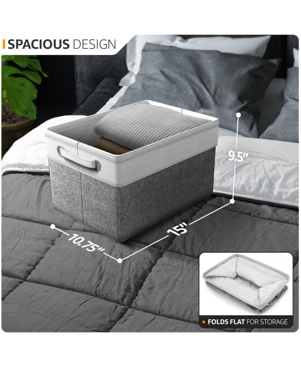 Sorbus 3 Pack 15 inch Collapsible Storage Bins with Handles - Perfect for Home Storage & Organization