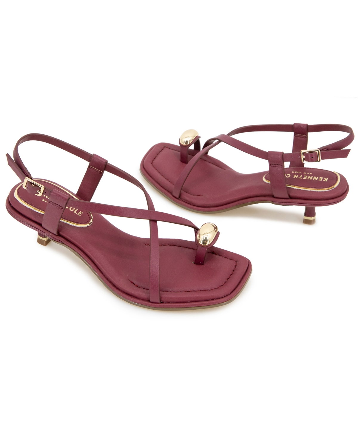 Kenneth Cole New York Women's Geala Square Toe Dress Sandals In Dark Red Leather