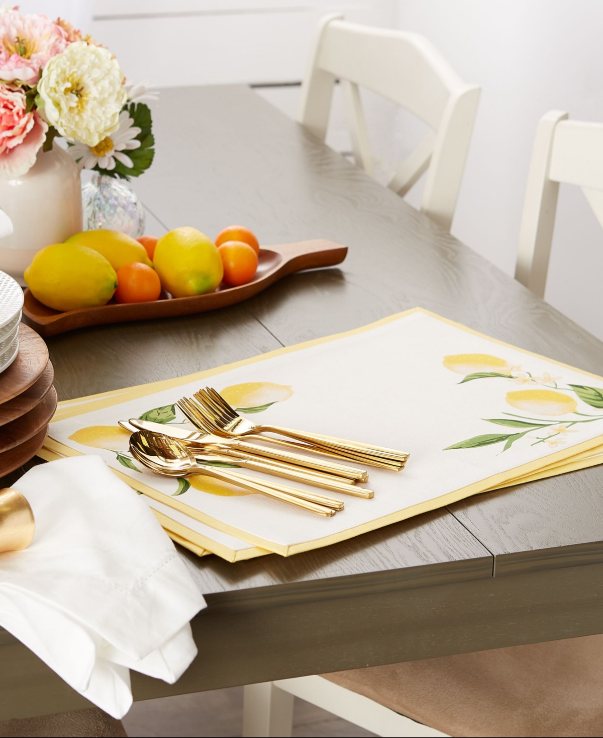Design Imports Lemon Bliss Placemat, Set Of 6 In Lemon Bliss