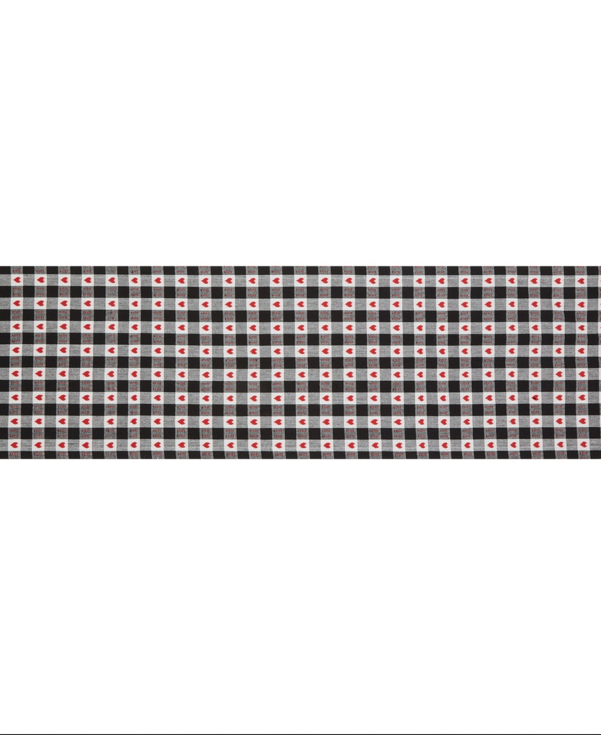 Design Imports Hearts Dobby Check Table Runner, 14" X 108" In Black,red