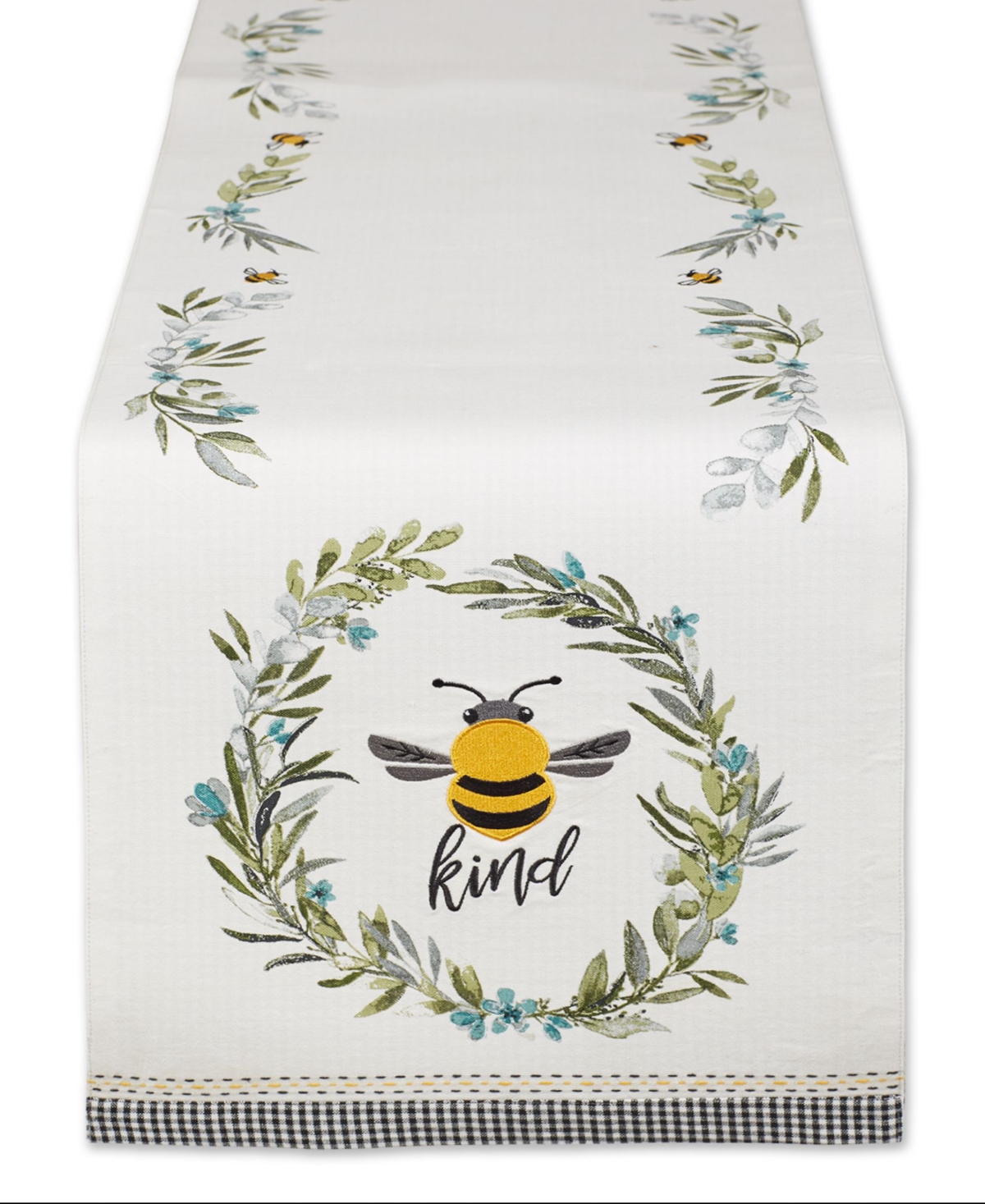 Design Imports Bee Kind Reversible Embellished Table Runner, 14" X 72" In Bee Kind