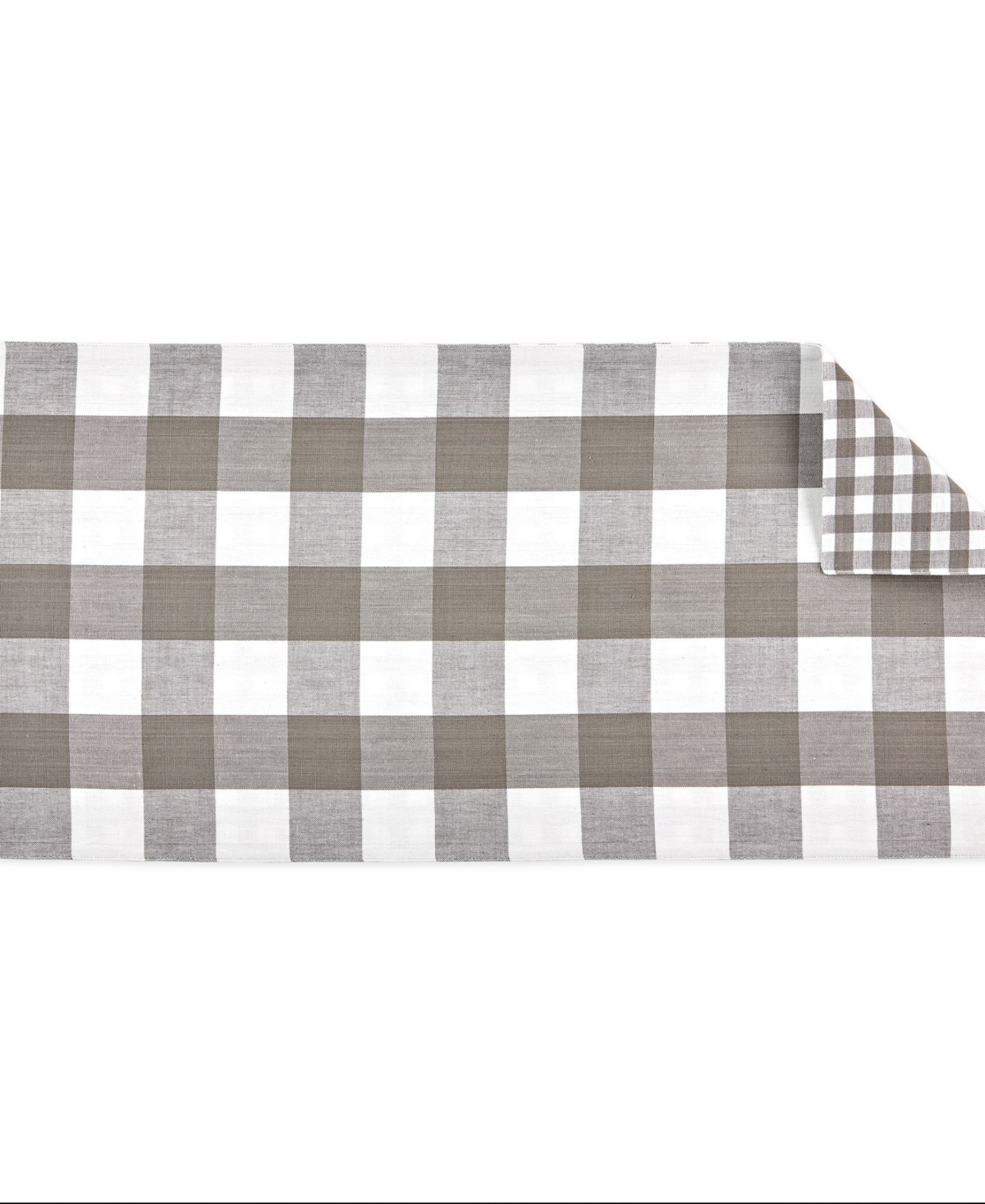 Design Imports Reversible Gingham-buffalo Table Runner, 14" X 72" In Gray