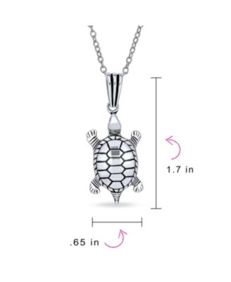 Nautical Sea Tortoise Pendant Necklace in Oxidized Sterling Silver