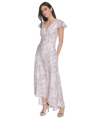 Women's V-Neck A-Line Flutter-Sleeve Dress