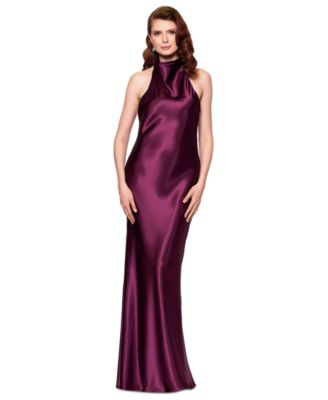 Women's Halter-Neck Sleeveless Satin Gown 