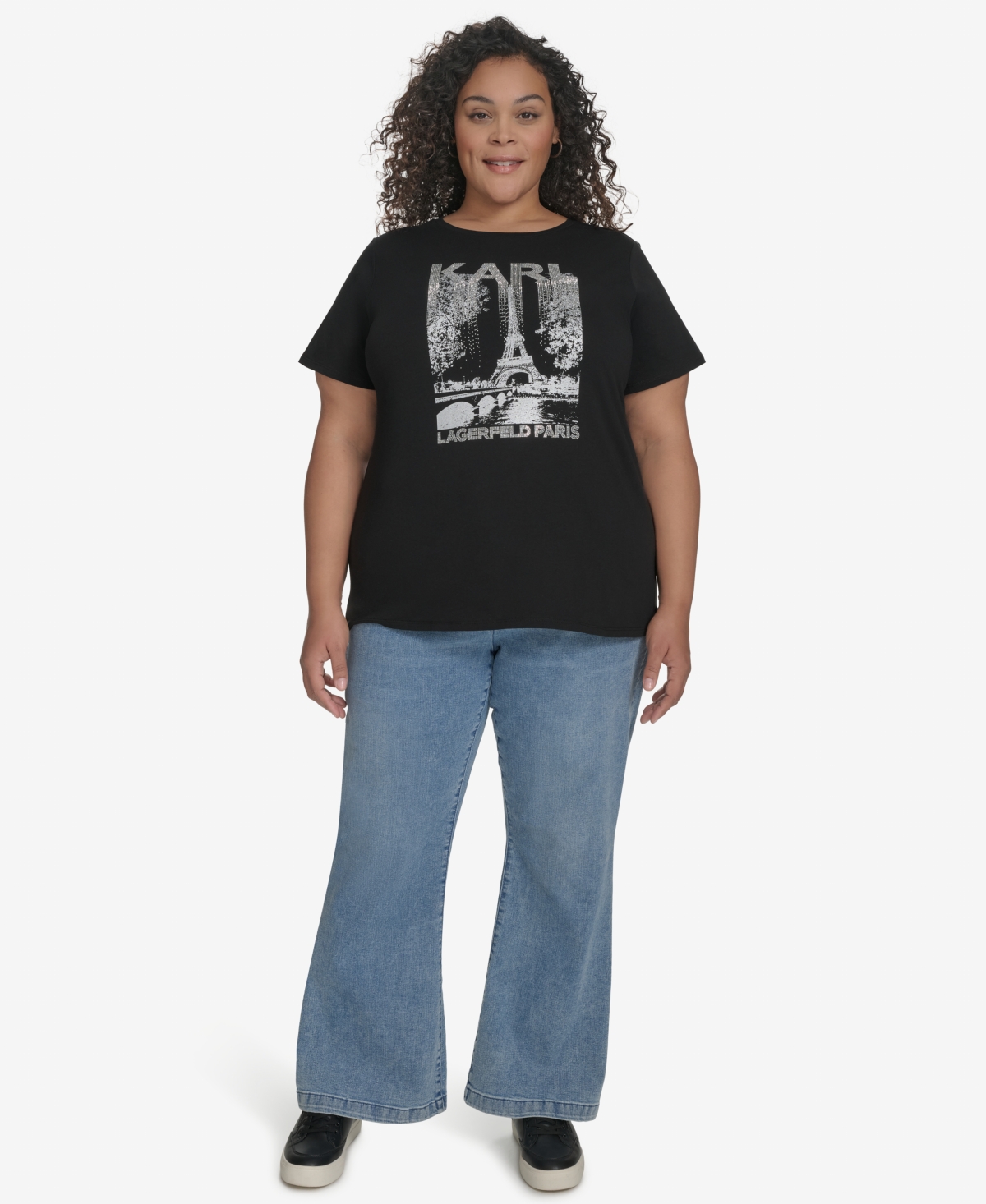 KARL LAGERFELD PLUS SIZE EMBELLISHED EIFFEL TOWER TEE, EXCLUSIVELY AT MACY'S 