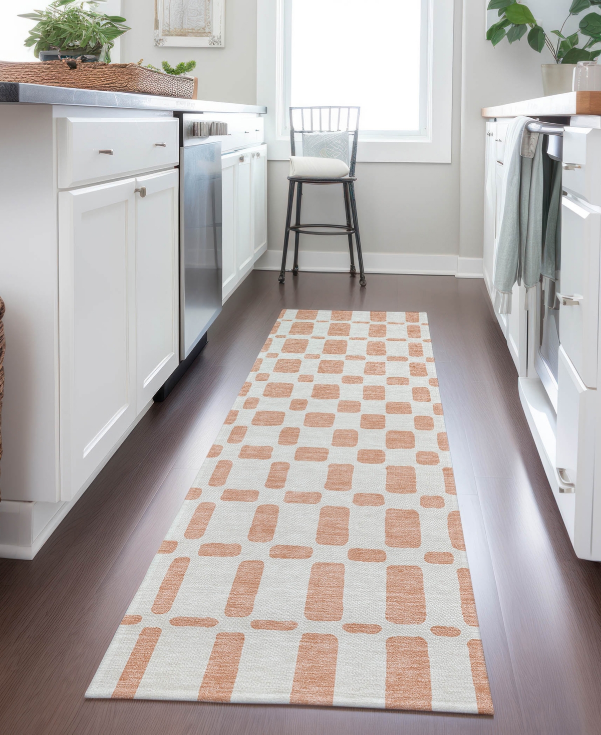 Addison Chantille Machine Washable Acn871 2'3"x7'6" Runner Area Rug In Peach