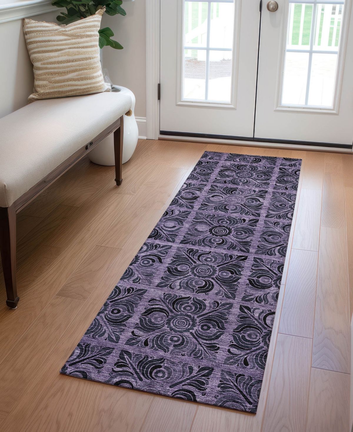Addison Chantille Machine Washable Acn853 2'3"x7'6" Runner Area Rug In Purple