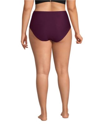 Plus Size Chlorine Resistant Ottoman Rib High Waisted Bikini Bottoms