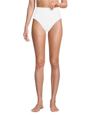 Women's Chlorine Resistant Ottoman Rib High Waisted Bikini Bottoms