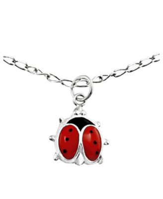 Lucky Red Ladybug Charm Anklet Ankle Bracelet Sterling Silver 9.75 Inch