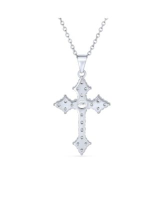 Elegant Necklace with CZ Cross Pendant in Sterling Silver