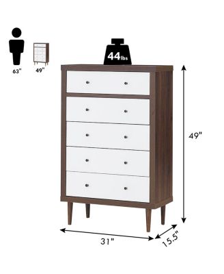 5 Drawer Dresser Wood Chest of Drawers Storage Freestanding Cabinet Organizer