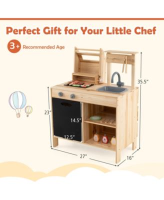 Wooden Barbecue Grill Playset with Chalkboard and Sink and Cabinet
