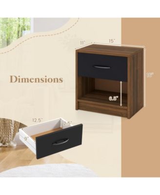 Nightstand with Drawer and Open Shelf for Bedside Storage in Bedroom or Guest Room