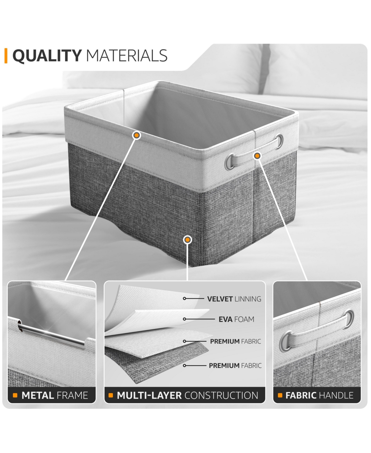 Sorbus 6 Pack 15 inch Collapsible Storage Bins with Handles - Perfect for Home Storage & Organization