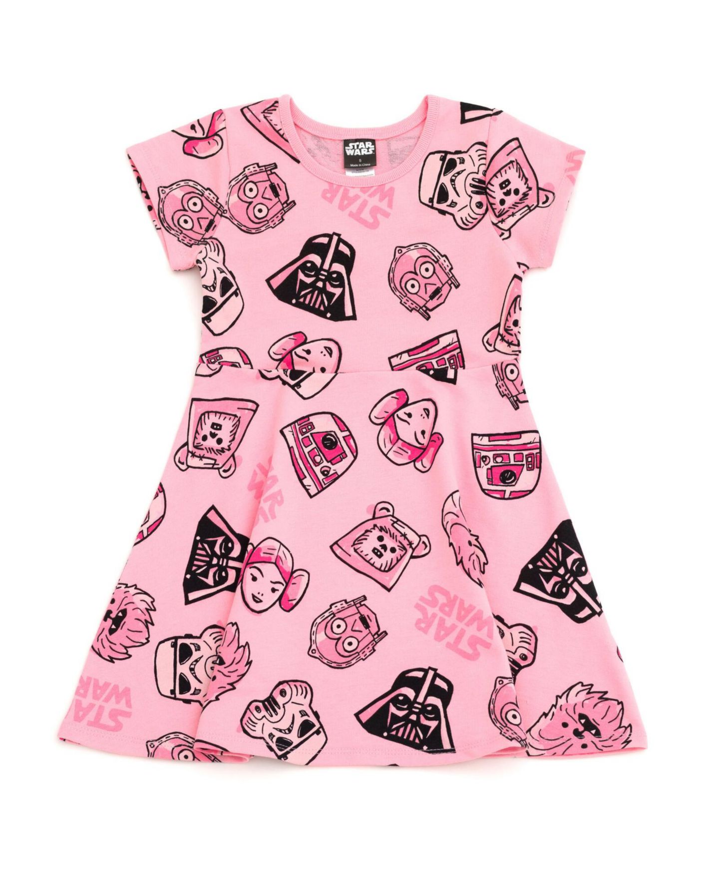 Платье Star Wars French Terry Skater Dress для девочек, цвет: Розовый — фото 1