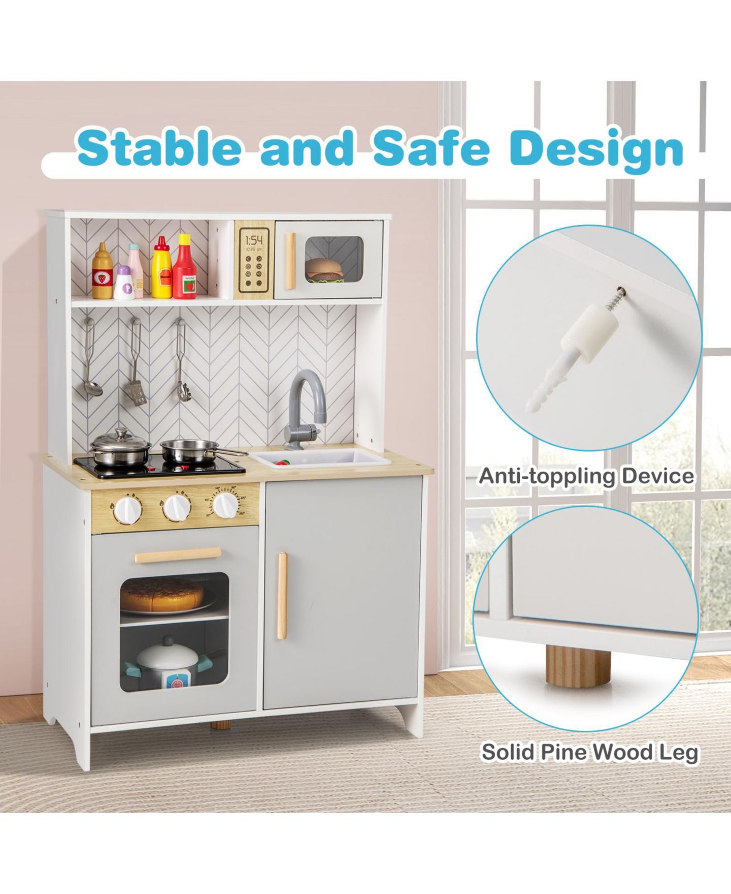 Детский игровой набор Slickblue Lights and Sounds Kids' Kitchen Playset, Ages 3+, цвет: Белый — фото 8