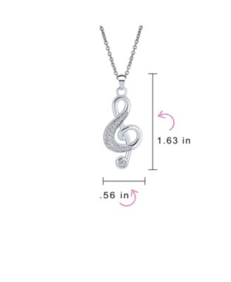 Music Teacher Student Treble Clef Pendant Necklace with CZ Musical Note