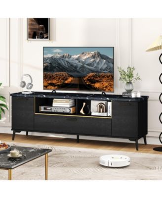 TV Stand with Flip Door Cabinet for TVs Sleek Entertainment Center with Hidden Storage