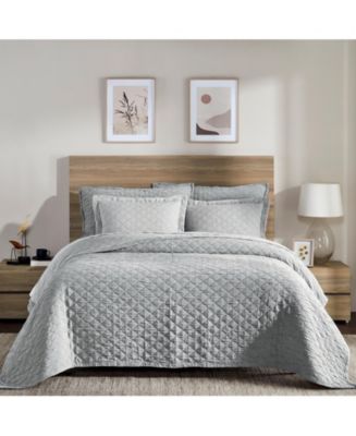 IHI Home Colmar Queen Quilt, Set/3, Grey - Macy's