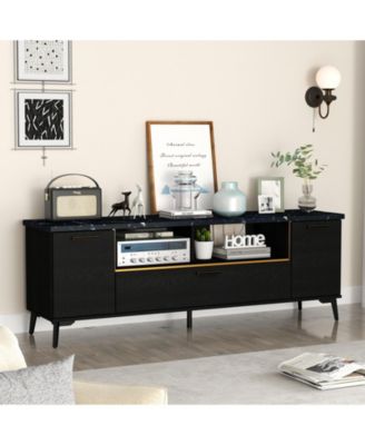 TV Stand with Flip Door Cabinet for TVs Sleek Entertainment Center with Hidden Storage