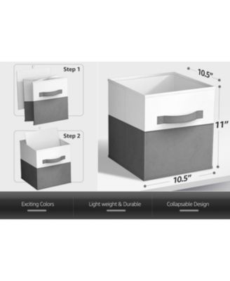 6 Pack 11" Two Tone Foldable Storage Cubes with Handles - Perfect for clothes, toys, books, linens, and more