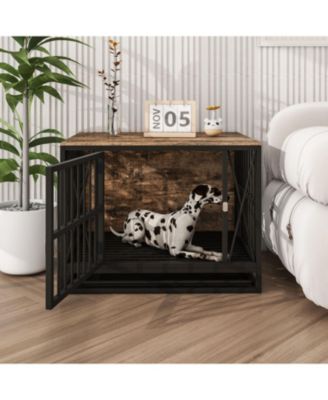 32.67 Inches Dog Kennel for Dogs up to 70 lb, with Removable Tray, Rustic Brown