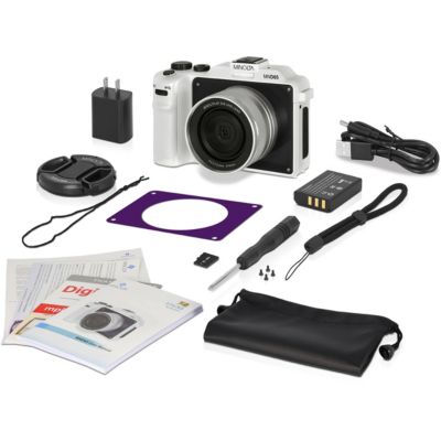 Minolta MND65 Selfie Shot Digital Camera, White with Purple Faceplate