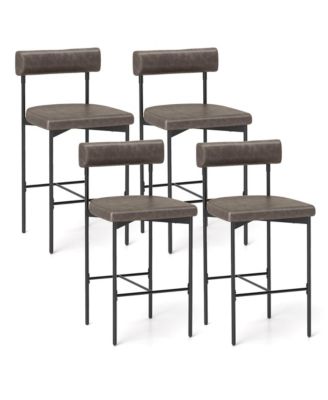  Set of 4   Upholstered   Padded Cushion & Backrest with Footrest   26" Bar Stools
