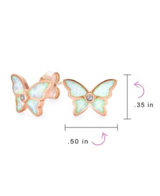 Butterfly Stud Earrings with Opal in Rose Gold Sterling Silver