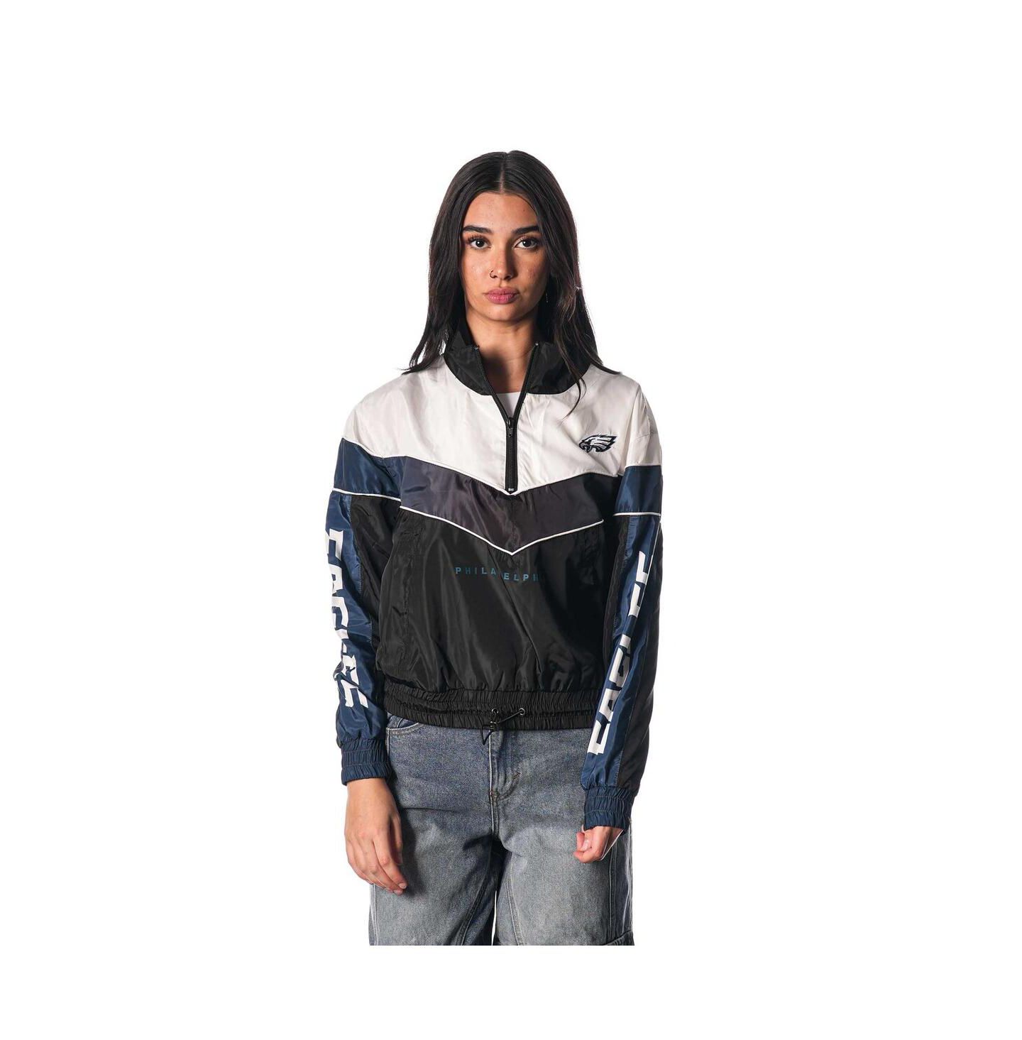 Женская куртка The Wild Collective Black Philadelphia Eagles 1/4-Zip Track Jacket — фото 1
