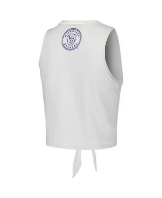 Women's White Milwaukee Brewers Twisted Tie Front Tank Top