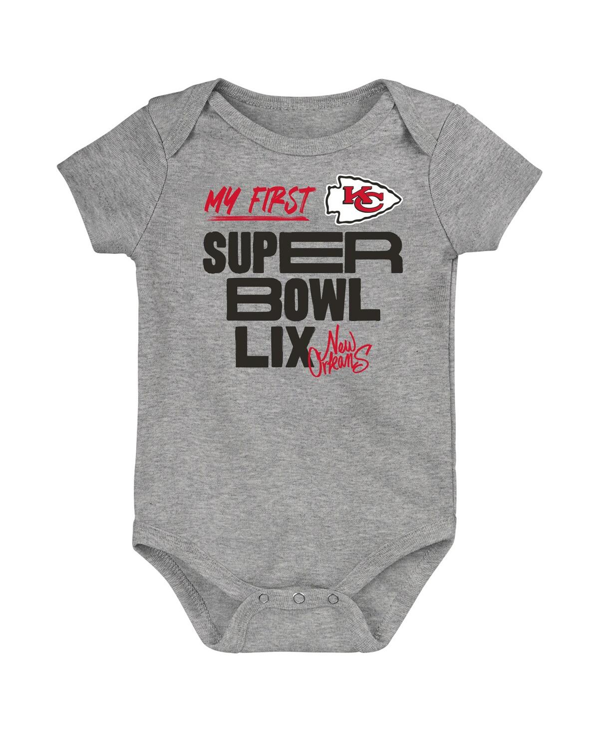 Outerstuff Newborn Heather Gray Kansas City Chiefs Super Bowl Lix My First Super Bowl Bodysuit In Heather Gray