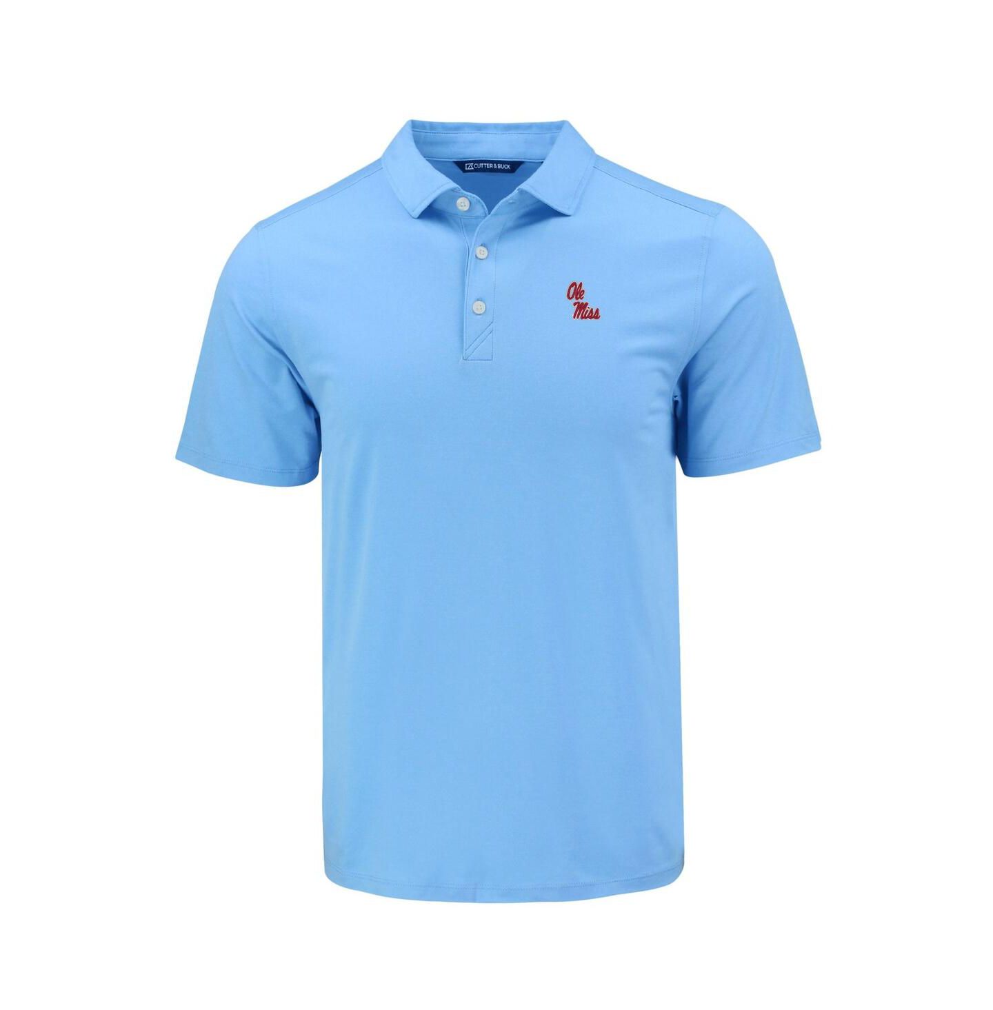 Мужское поло Cutter & Buck Powder Blue Ole Miss Rebels Coastline Epic Comfort Eco Polo Shirt — фото 3