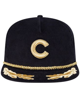 Men's Black Chicago Cubs Corduroy Filigree Golfer Adjustable Hat