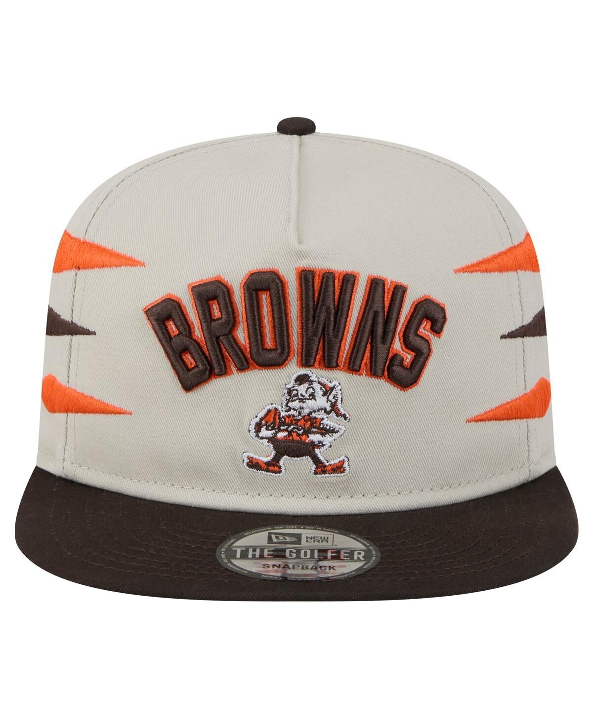 NEW ERA MEN'S STONE/BROWN CLEVELAND BROWNS ATHLETIC GOLFER SNAPBACK HAT 