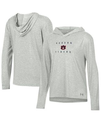 Under Armour - Women's Heather Gray Auburn Tigers Super-Soft Breezy Long Sleeve Tri-Blend Hoodie T-Shirt