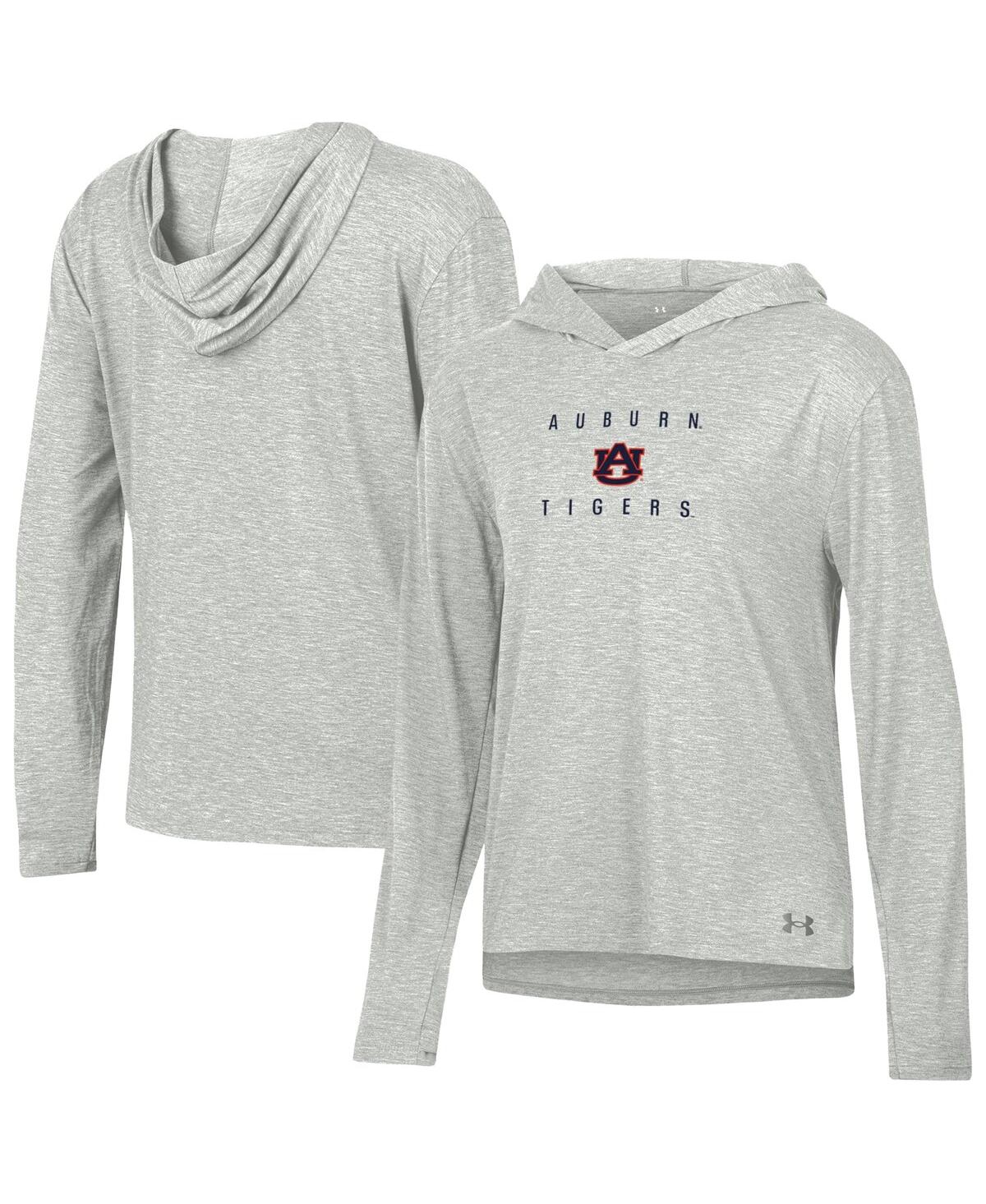Women's Heather Gray Auburn Tigers Super-Soft Breezy Long Sleeve Tri-Blend Hoodie T-Shirt - Heather Gray