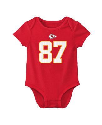 Baby Boys and Girls Travis Kelce Red Kansas City Chiefs Player Name Number Bodysuit