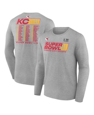 Fanatics - Men's Heather Gray Kansas City Chiefs Super Bowl LIX Big Tall Roster Long Sleeve T-Shirt