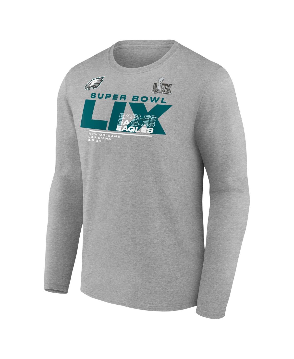 Fanatics Men's Heather Gray Philadelphia Eagles Super Bowl Lix Big Tall Quick Pass Long Sleeve T-shirt In Heather Gray