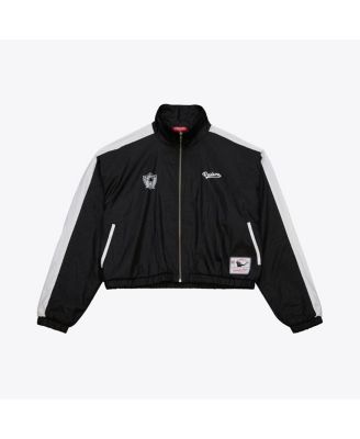 Mitchell & Ness - Women's Black Oakland Raiders Nylon Cropped Full-Zip Jacket