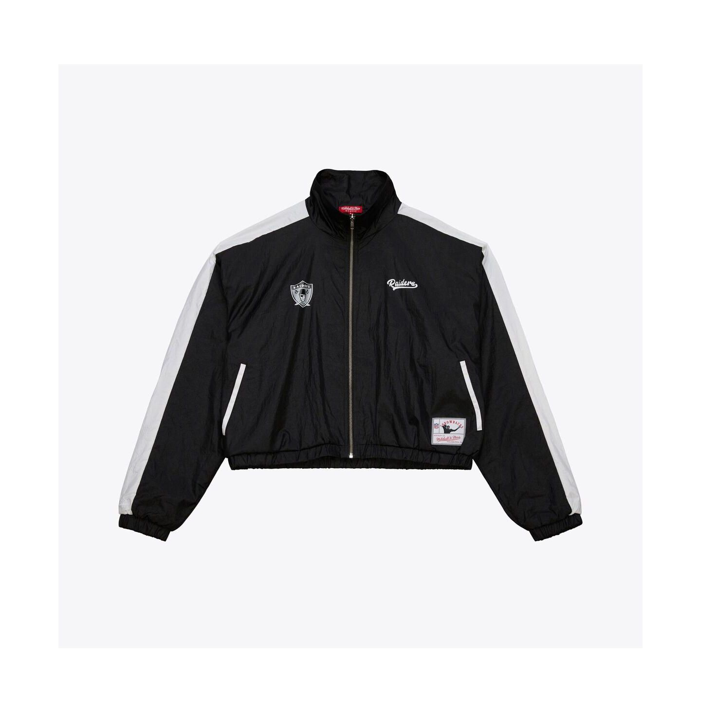 Женская куртка Mitchell & Ness Black Oakland Raiders Nylon Cropped Full-Zip — фото 1