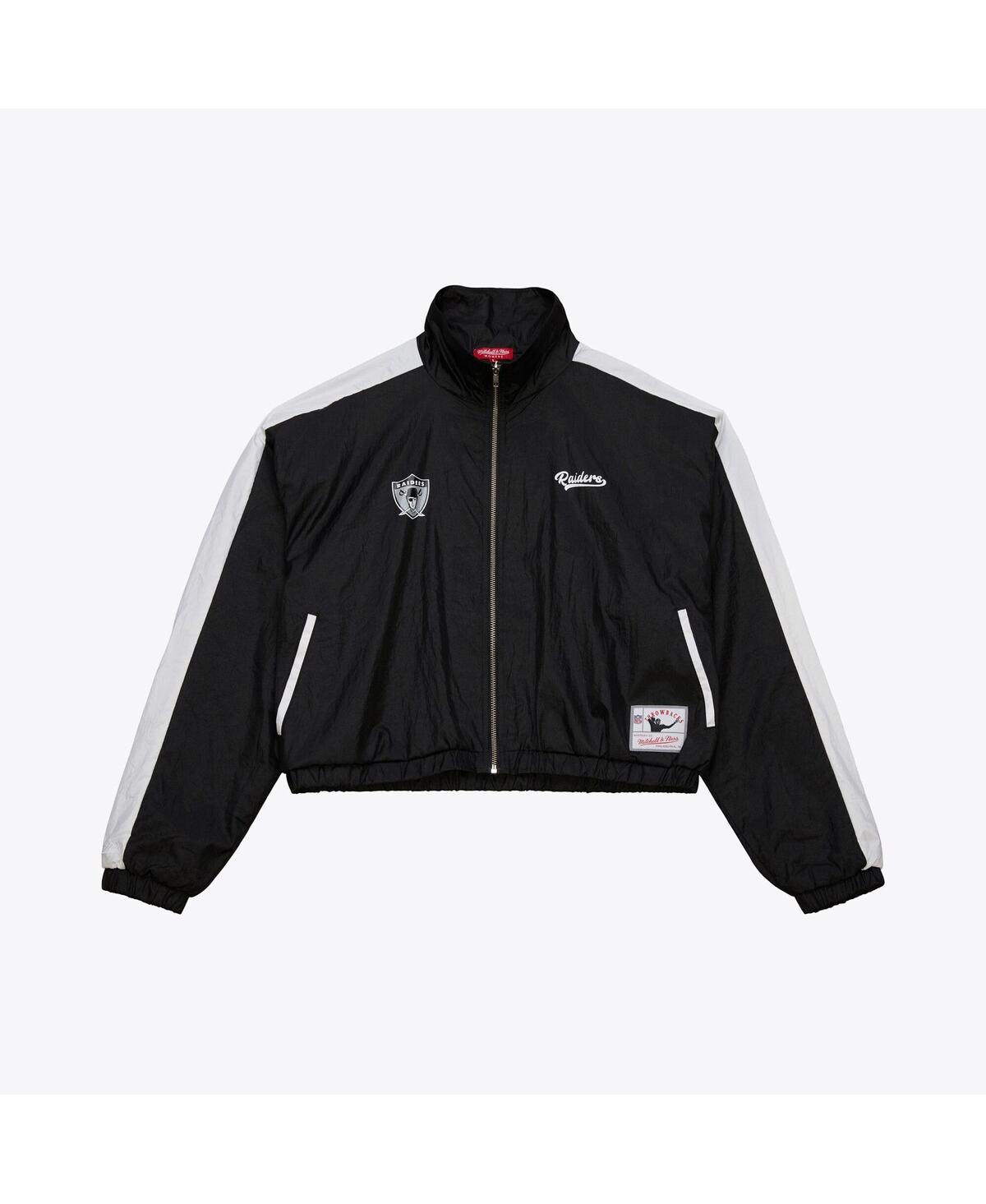 Women's Black Oakland Raiders Nylon Cropped Full-Zip Jacket - Black