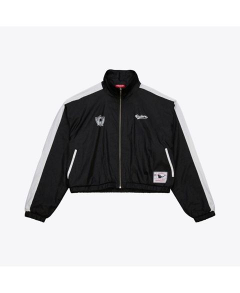 Женские куртки Mitchell & Ness Women's Black Oakland Raiders Nylon Cropped Full-Zip Jacket